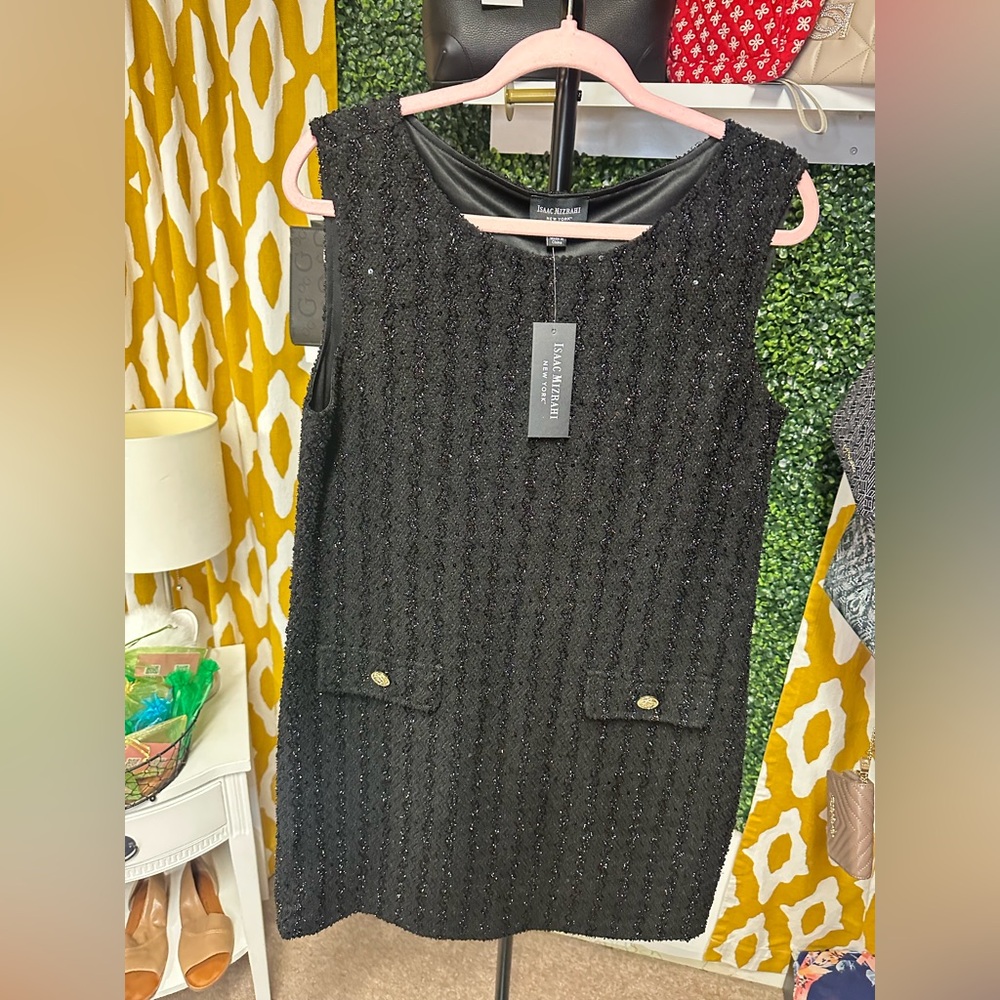Isaac Mizrahi Black Textured Top